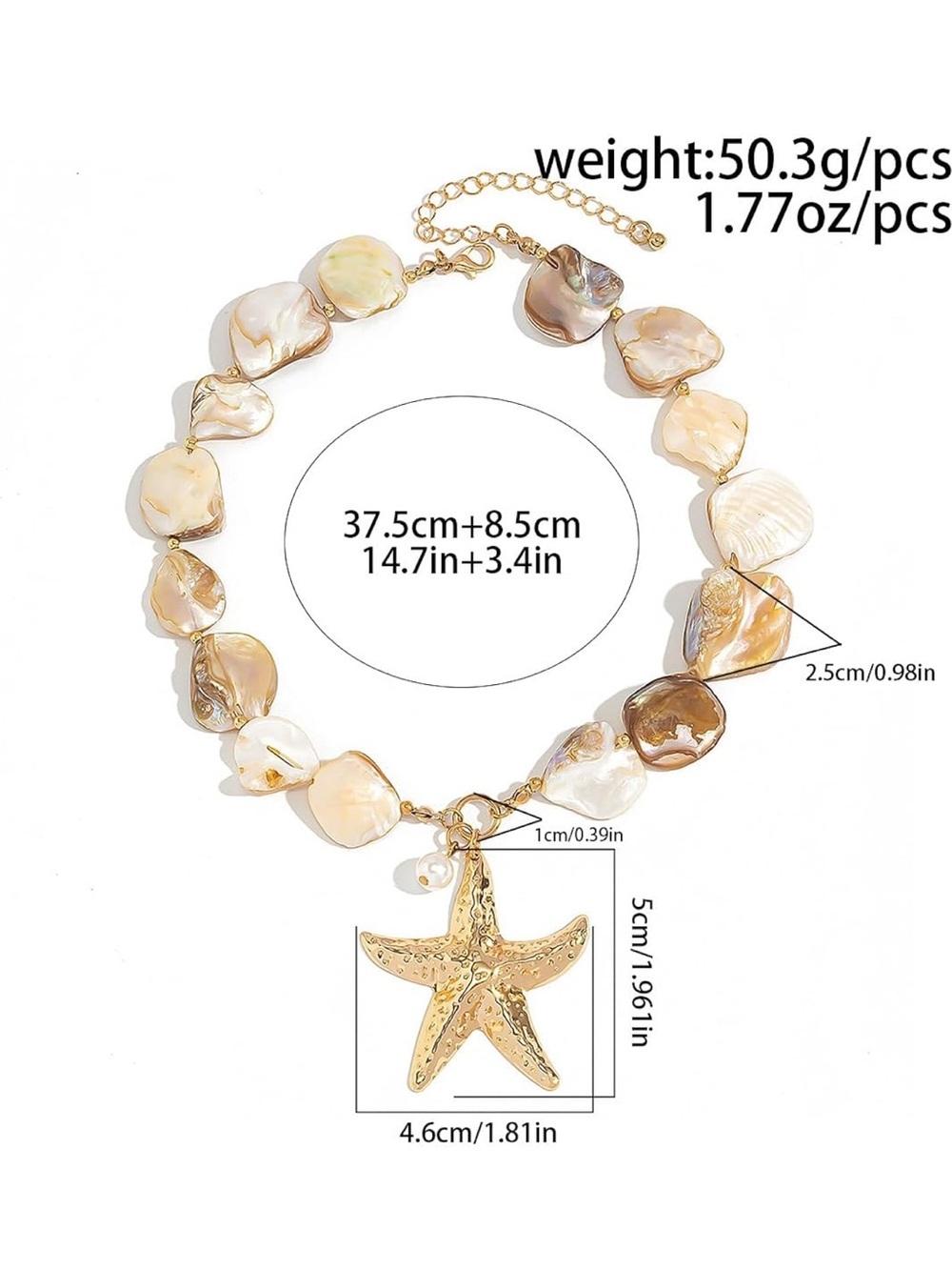 Gold Starfish Pearl Necklace - Picture 6 of 6